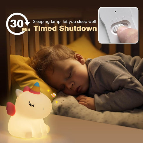 Dimmable VTIGER Unicorn Night Light, LED Squishy Cute Lamp, Kids Baby Bedroom Nightlight, Rechargeable Touch Lamp