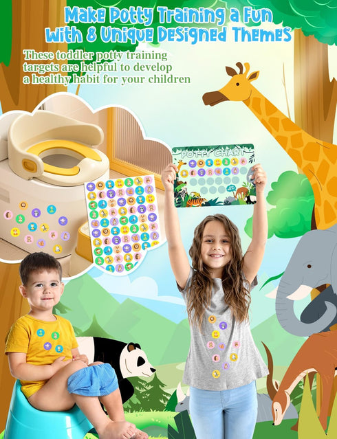 PCTCSHQ 25 8 560 Pcs Potty Training Chart Themes Potty Training Reward Chart with Stickers Develop Toileting Habit