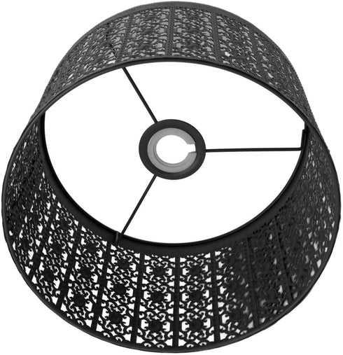 Fockety E14 E27 Metal Etching Process Large Lamp Shades, Hollow Tree Shadow Light Cover, Black Lamp Shade Drum Big