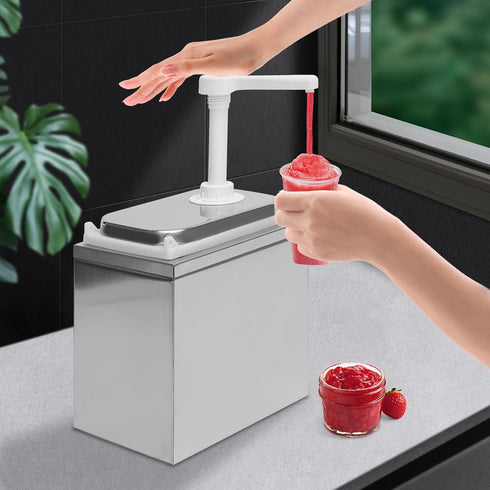 GALAXYWAY 2L/2.1QT Commercial Sauce Dispenser Pump Stainless Steel Condiment Pump Station Soy Sauce Pump Dispenser