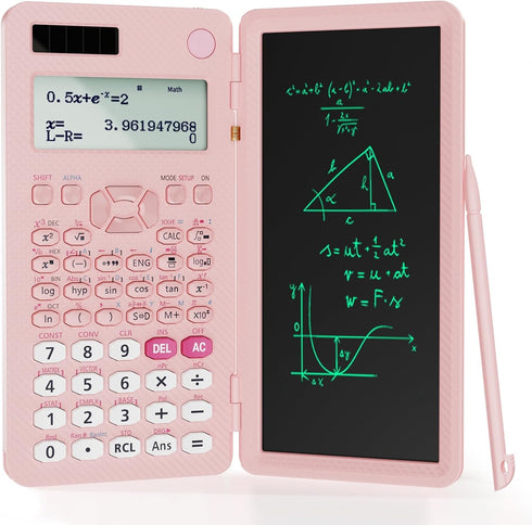 Scientific Calculator Pink Rechargeable ROATEE 991ES MAX Finance Desk Calculator with Writing Tablet for Students.