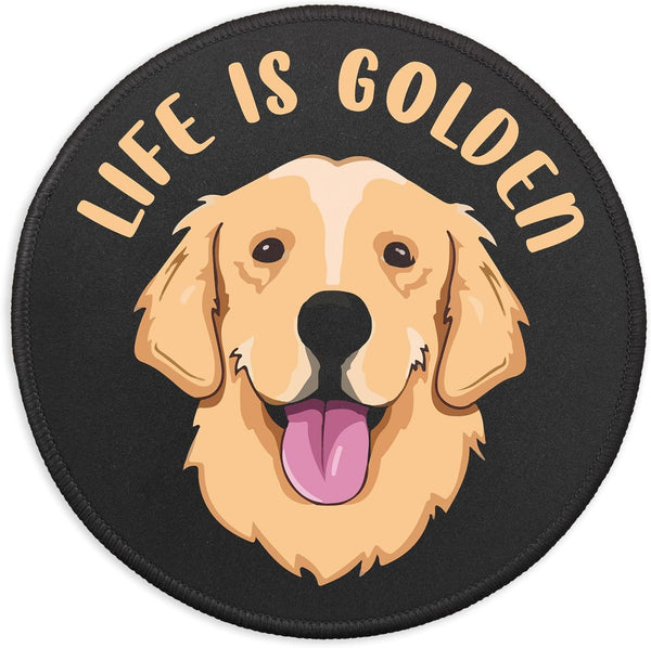 YAZMEEN Golden Retriever Mousepad, Non-Slip Rubber Base, Life is Golden Mouse Mat for Laptop, Office Gifts