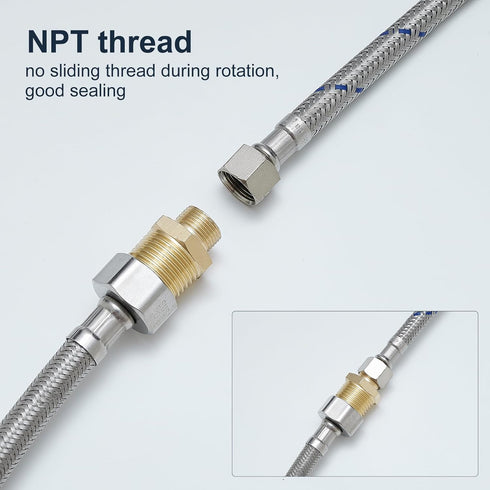 Water Hose G 3/8 Male to G 1/2 Male Reducer Adapter, 2 Pieces, Brass Compression Fitting