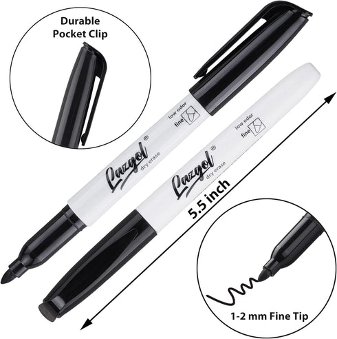 Dry Erase Markers Bulk, 96 Pack Fine Point Tip Black Markers, Low Odor for Whiteboard, Office, Home Use