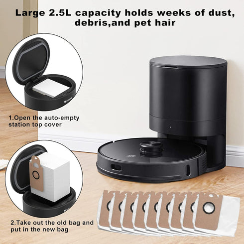 10 Pcs Leakproof Large Capacity Dust Bags for Proscenic M7 MAX M7 PRO M8, Kyvol Cybovac S31, Neabot NoMo N1+, N2