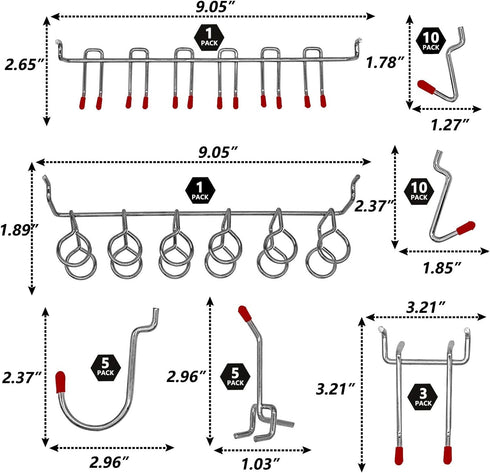 114 pcs Pegboard Hooks Assortment with Metal Hooks Sets, Pegboard Bins, Peg Locks for Organizing Storage System Tools by NAVSEEK