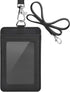 PU Leather ID Badge Holder, Life-Mate ID Badge Holder with Clear ID Window, Credit Card Slot, Black Lanyard