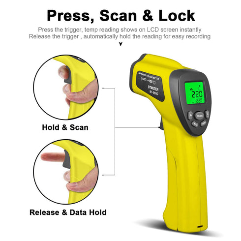 BTMETER BT-980D D:S 12:1 Handheld Industrial Infrared Thermometer, Digital Non-Contact Laser Temperature Gun for -58? to 1022?(-50°C ~ 550°C) - NOT for Human Temp