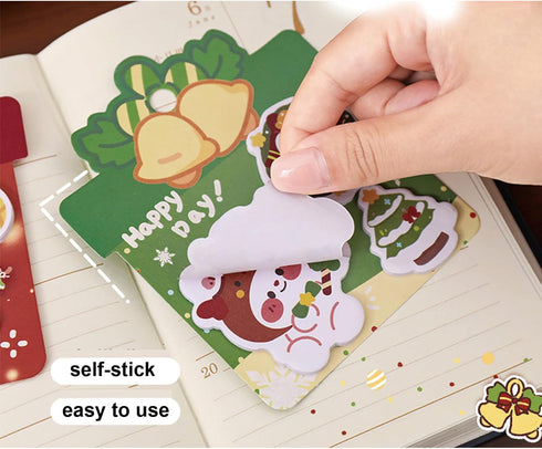 MOZXIRZ 4 Pack Cute Sticky Notes Cartoon Christmas Sticky Memo Pads Kawaii Small Self-Stick Memo Note Pad Office School