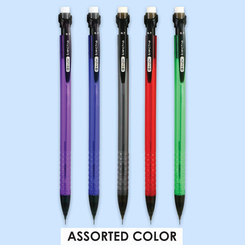 BAZIC Electra Mechanical Pencil 0.7mm, Smooth Writing, Latex Free Eraser, 5/Pack, 1-Pack