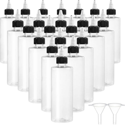 22Pack 8oz Plastic Squeezing Bottles - Clear Oil Dispenser Dropper Bottle with Twist Top Cap for Crafts and More