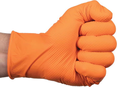 ForPro Heavy Duty Disposable Nitrile Gloves | Orange, 8 Mil, Industrial Grade, Latex-Free, 100-Count