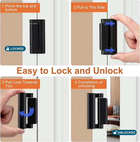 Husfunov 2 Pack 3" 800 lbs,for Home Security Door Lock,Childproof Door Reinforcement Lock,with Stop Withstand Inward