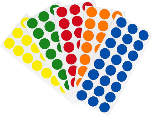 ChromaLabel 1/2 Inch Circle Sticker Labels, 1200 Colored Sticky Dots, Easy to Write On, Permanent Color Coding