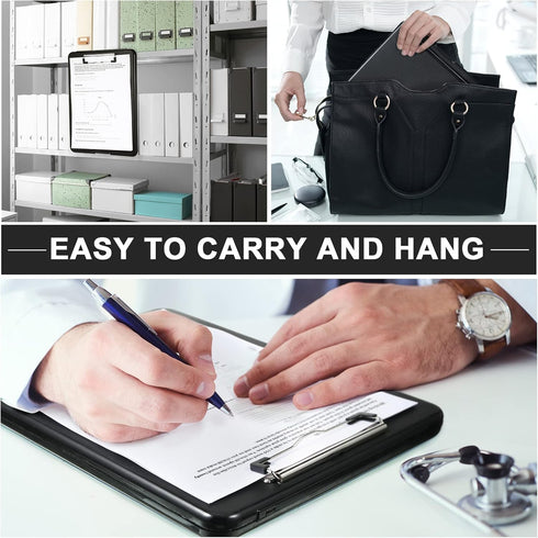 Geyee 8 Pcs Clipboards with Storage, Letter Size Foldable Nursing Clipboard with Pen Holder, Low Profile Clip Board