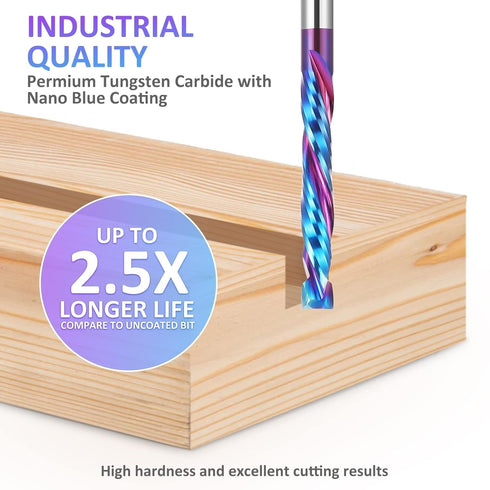 1/8" Set 5 Pack HQMaster Up & Down Cut Compression Bit Shank Spiral CNC Router End Mill Tungsten Carbide Milling Cutter