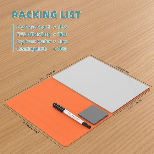 Portable Small White Board,Reusable Dry Erase Board with Stand,Desktop Whiteboard for Office Meeting Bussiness Home 9" x 6" with marker, wipe cloth (Orange) by Dr Magnetic
