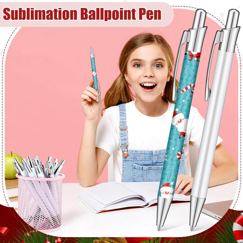Yexiya Sublimation Blank Heat Transfer Ballpoint Pens, 10 Pcs with Shrink Wrap, White Aluminum Clip for School