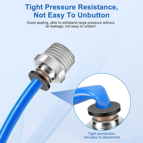 12 Pcs Push to Connect Fittings 5/32 Inch Tube OD x 1/4 Inch NPT Thread for Pneumatic Air Line