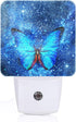 FSHVQKD Stars Shining and Blue Butterflies Night Light,Plug-in Night Lights with Dusk-to-Dawn Sensor