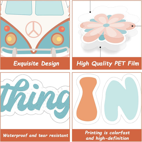 Hippie Be Kind And Do Your Thing Cutouts, Classroom Bulletin Board Groovy Positive Sayings for School Home Decor