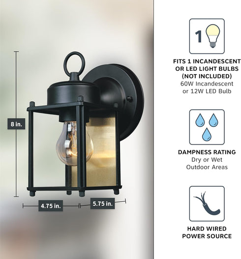 Pack 2, 8.25 Inch Set D334M-5EW-BK2 Designers Fountain Ivy Trail Outdoor Light Fixture of Exterior Wall Lantern Sconce