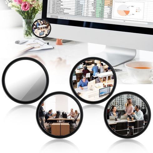 Sibba 4 360 Pcs Office Cubicle Mirrors Swivel - Stick-On Monitor Privacy Mirror, Adjustable Computer Security Mirror