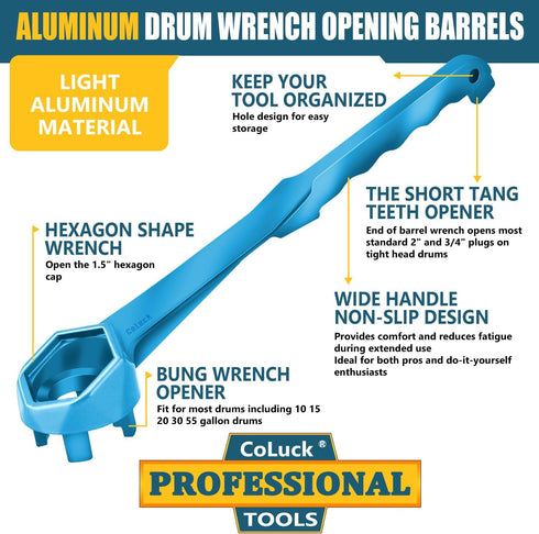 Bung Wrench, Gallon Drum Wrench for 10 15 20 30 50 55 Gallon Drums, Fits 2 inch and 3/4 inch Caps