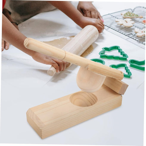 Cabilock Wooden Dumpling Wrapper Press Long Handle Maker Tool for Rice Cakes and Dumpling Skin Easy to Use Kitchen