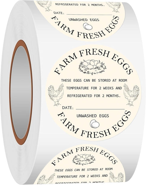 Well Tile 500Pcs Farm Fresh Egg Carton Stickers 2inch Round Unwashed Egg Carton Labels