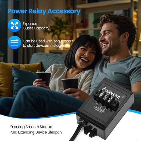 Zuomeng 120V Power Relay Accessory for Expanding Switched Outlet Capacity, Detects AC, SPDT Relay Trigger, Ideal