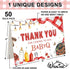 50 Pack Whaline Baby Q Baby Shower Thank You Card Red BBQ Greeting Cards with Envelopes Stickers Blank Note Cards