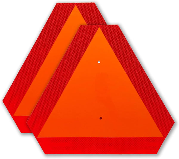 2 Pack Slow Moving Vehicle Triangle Sign, Plastic Farm Triangle Safety Sign, 14"x16" Reflective Golf Cart Accessories