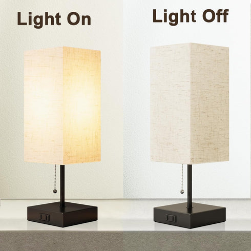 3color Bulb 2PCS) YIDPU Table Lamp for Bedroom,Nightstand Lamp for Bedside with AC Outlets,Adjustable LED Light Desk