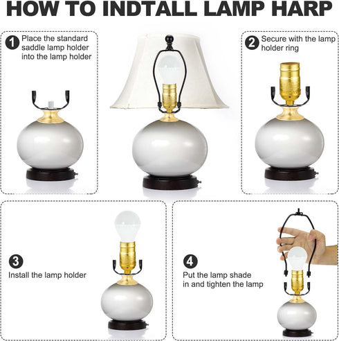 2 Set 10.5" 1.46" PATIKIL Lamp Shade Harp Holder, Heavy Duty Detachable Lampshade Brackets with Height Solid Metal