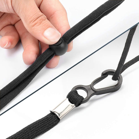 SHINKODA Adjustable Extra Long Mask Lanyard Neck Strap Hanger/Holder, Elastic Rope with Double Clips & Snap Button,