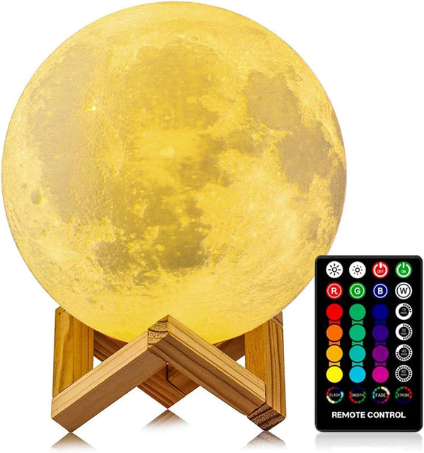 LOGROTATE Moon Lamp, 3D Print LED 16 Colors RGB Moon Light, Decorative