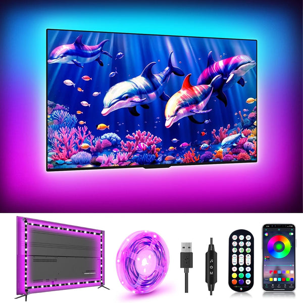 13.1FT TV LED Backlight for 43-55 inch TVs, Music Sync LED Lights with Remote and Bluetooth APP Control