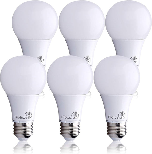 Bioluz LED 60 Watt Light Bulbs, 4000K Cool White, 9 Watts = 60W, Non-Dimmable A19 LED Light Bulbs, 6 Pack