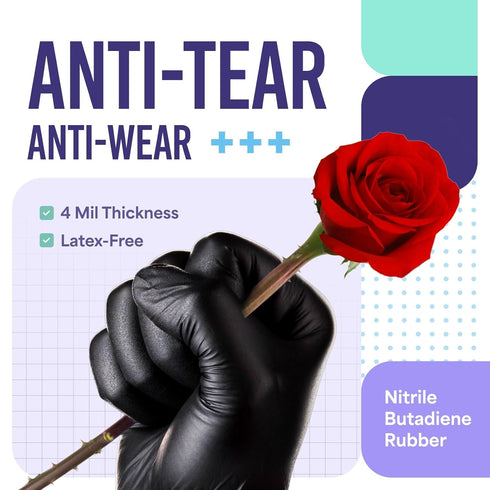 Medtecs Disposable Nitrile Gloves - Latex-Free with Chemo-Rated Protection, Breathable Design, 4 Mil Thickness, 200PC