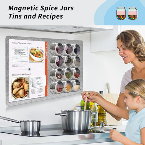 Magnetic Board 17.1" x 11.8" for Magnets and Bulletin Board, Suitable for Wall, Refrigerator, Cabinet, Easy Hanging