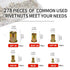 ieWeny Kit(278Pcs), 1/4"-20, 3/8"-16, 5/16"-18, #10-24, #8-32, #6-32UNC Set, Rivet Nut Assortment SAE Carbon Steel
