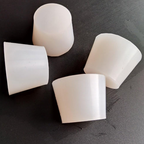 LGEGE White Tapered Shaped Solid Silicon Rubber Stopper - Lab Stopper 8# Size, 3 Pcs