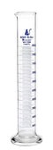 EISCO Graduated Cylinder, 500ml Class B, Tolerance ±5.00ml, Round Base, Blue Graduations, Borosilicate Glass