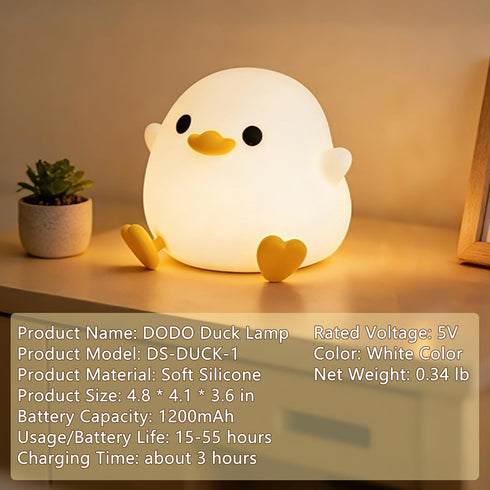 Dimmable FAMIDUO Duck Night Light, Cute DoDo Duck Lamp, Squishy Silicone Bedside Light for Baby Kids Nursery