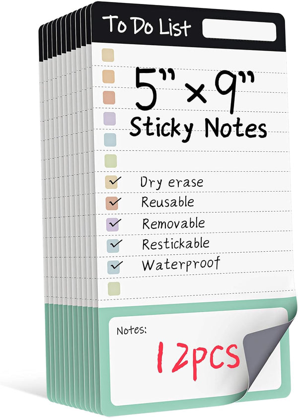 Dry Erase To Do List Sticky Notes, 12pcs Premium Daily Planner, Lined Task Memo Pad for Home Office