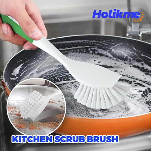 6 Pack Set Holikme Dish Brush with Handle Kitchen Cleaning Brush for Pot, Pan, Kitchen Sink (Green)