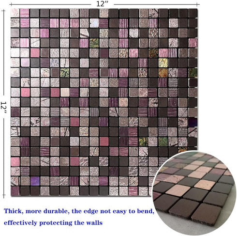 XUANINY 10-Sheet Peel and Stick Backsplash Tiles for Kitchen, Bathroom, Fireplace, Self Adhesive Metal Aluminum Mosaic