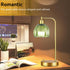 Set 2,Small Dimmable ILLMTW Green Table Lamp of Glass Bedside Lamps Boho Bedroom Lamp with Tulip Flower Lamp Shade,Gold