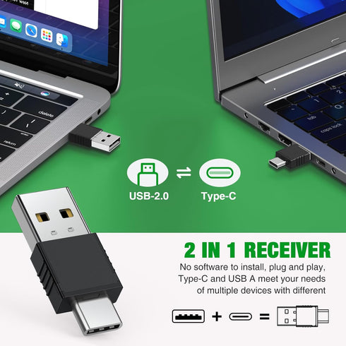 DinoFire Green Light Presentation Remote, USB Rechargeable RF 2.4 GHz Wireless Presenter Clicker for Mac/PC/PPT